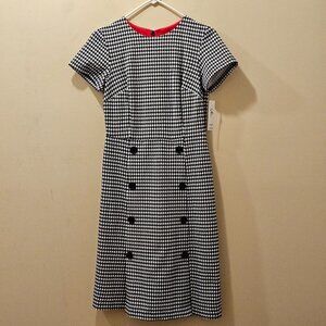 NWT Women's Shelby & Palmer Houndstooth Dress Navy and‎ White Size 6